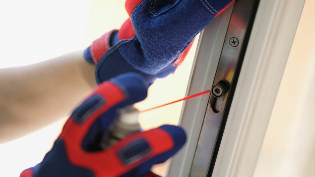 Lubricate sliding glass doors by applying non-stick lubricant to the tracks for easy sliding.
